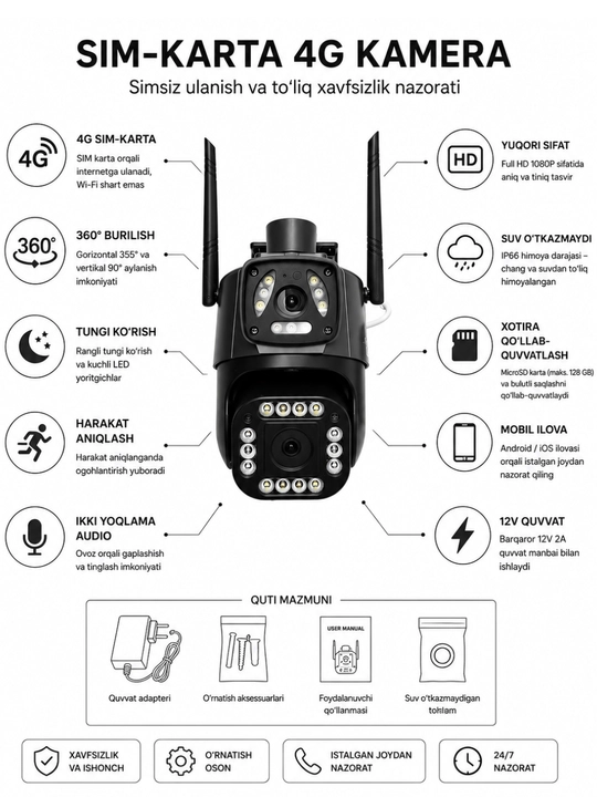 Камера видеонаблюдения Wi-Fi Sim V380 Pro