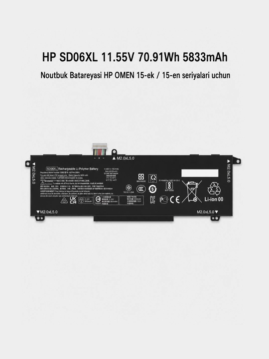 HP SD06XL 11.55V 70.91Wh Noutbuk Batareyasi HP OMEN 15-ek va 15-en seriyalari uchun - 
