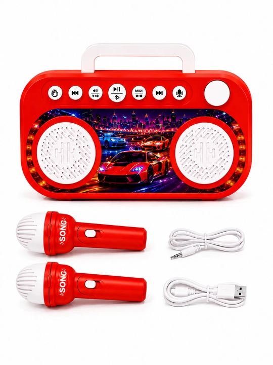 Детская Bluetooth караоке-колонка с 2 микрофонами и LED-подсветкой