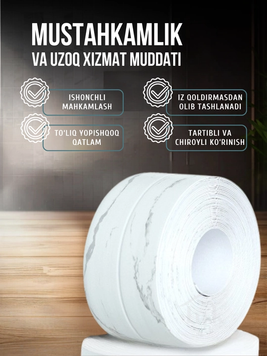 Oshxona va vanna uchun o‘zi yopishadigan bordyur lentasi