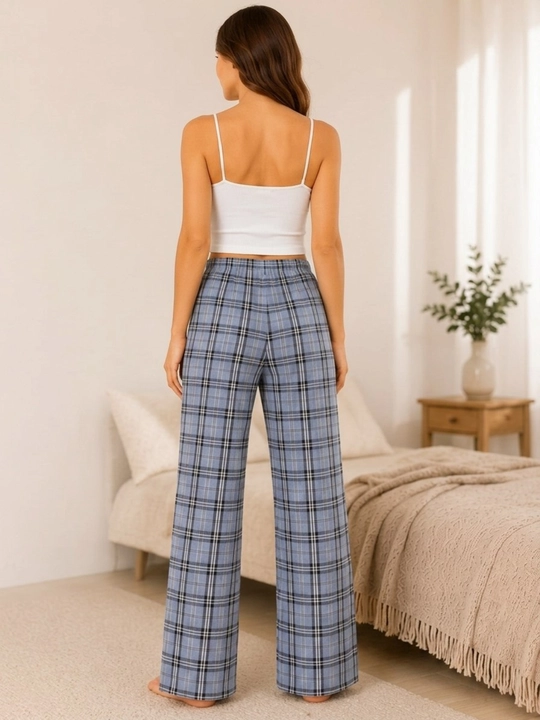 Ayollar pijama shimlari, 100% paxta, erkin fason, katakli, yon cho'ntakli