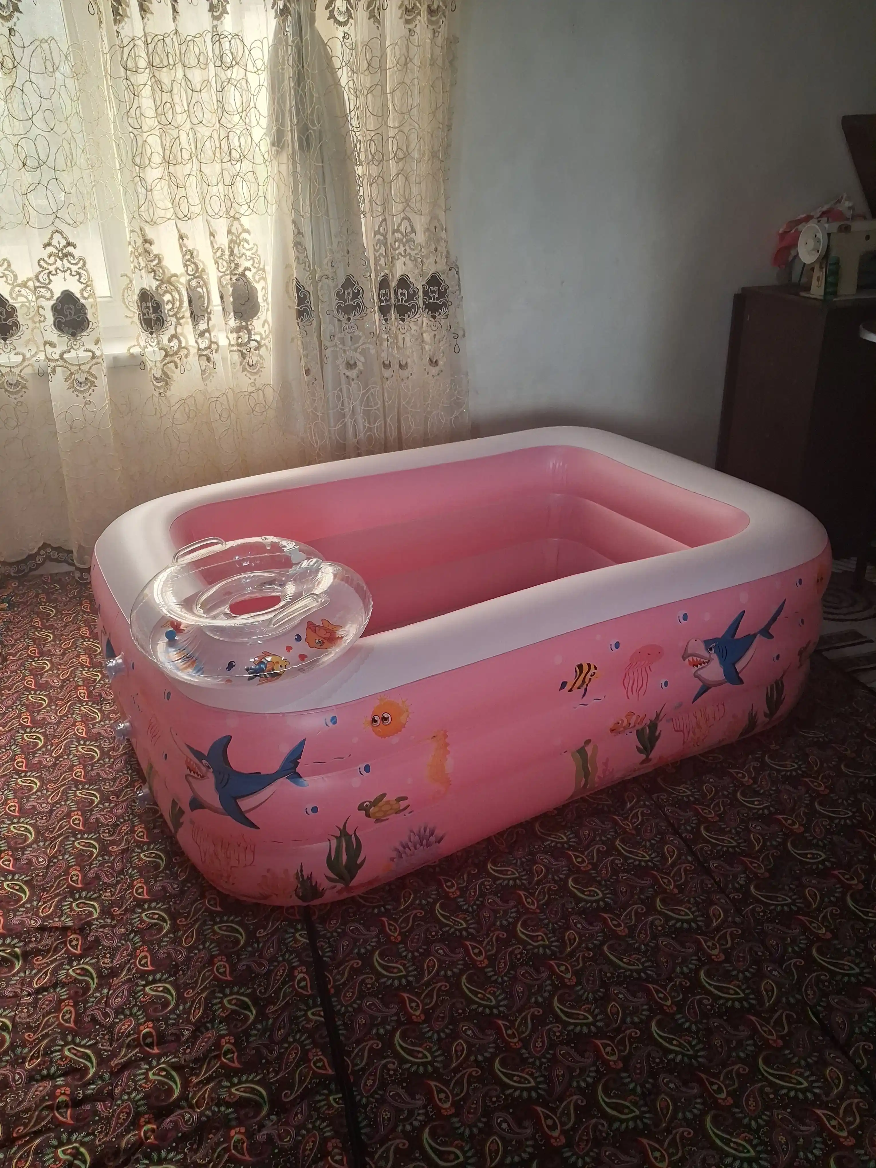 Надувной бассейн с мягким дном, надувной детский бассейн, 150×100×45 см