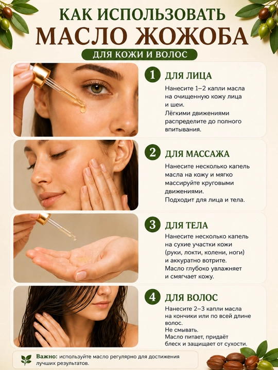 Jojoba moyi, yuz terisi va sochlar uchun tabiiy parvarish, 125 ml