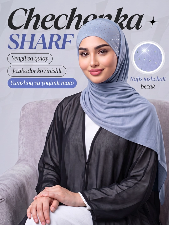 Toshli chechenka sharf, hijob, ro'mol va sharflar, tayyor sharf - 