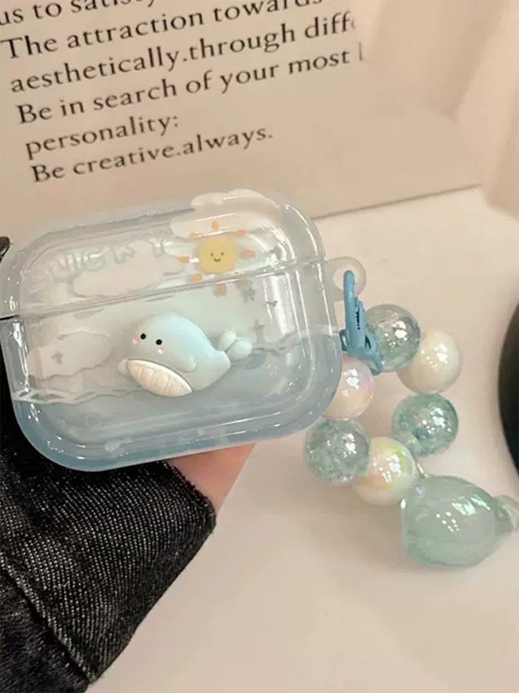 AirPods uchun brelokli chexol, shaffof yoqimli himoya g‘ilofi - 
