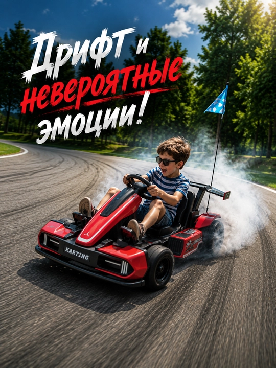 Bolalar elektromobili drift karting 15 km/soat, 24 V