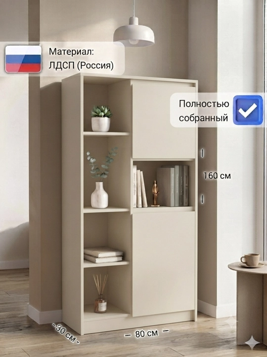 Стеллаж BEMUR шкаф / Книжный шкаф, в собранном виде - 