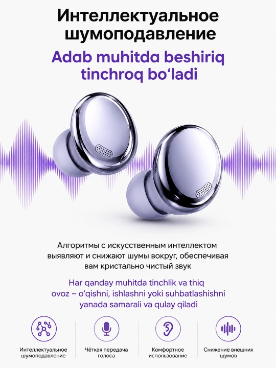 Наушники беспроводные Galaxy Buds Pro silver TWS Bluetooth 5.0 вакуумные