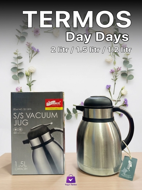 Термос Day Days, 2 л / 1.5 л / 1.2 л – для чая, кофе и горячих, холодных напитков