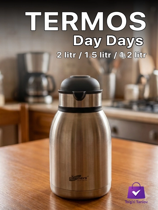 Термос Day Days, 2 л / 1.5 л / 1.2 л – для чая, кофе и горячих, холодных напитков