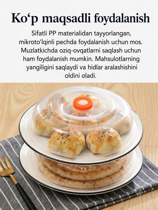 Sovutgich va mikroto‘lqinli pech uchun Phibo O‘YUCH qopqog‘i, dastali va klapanli, 20.5, 26 sm