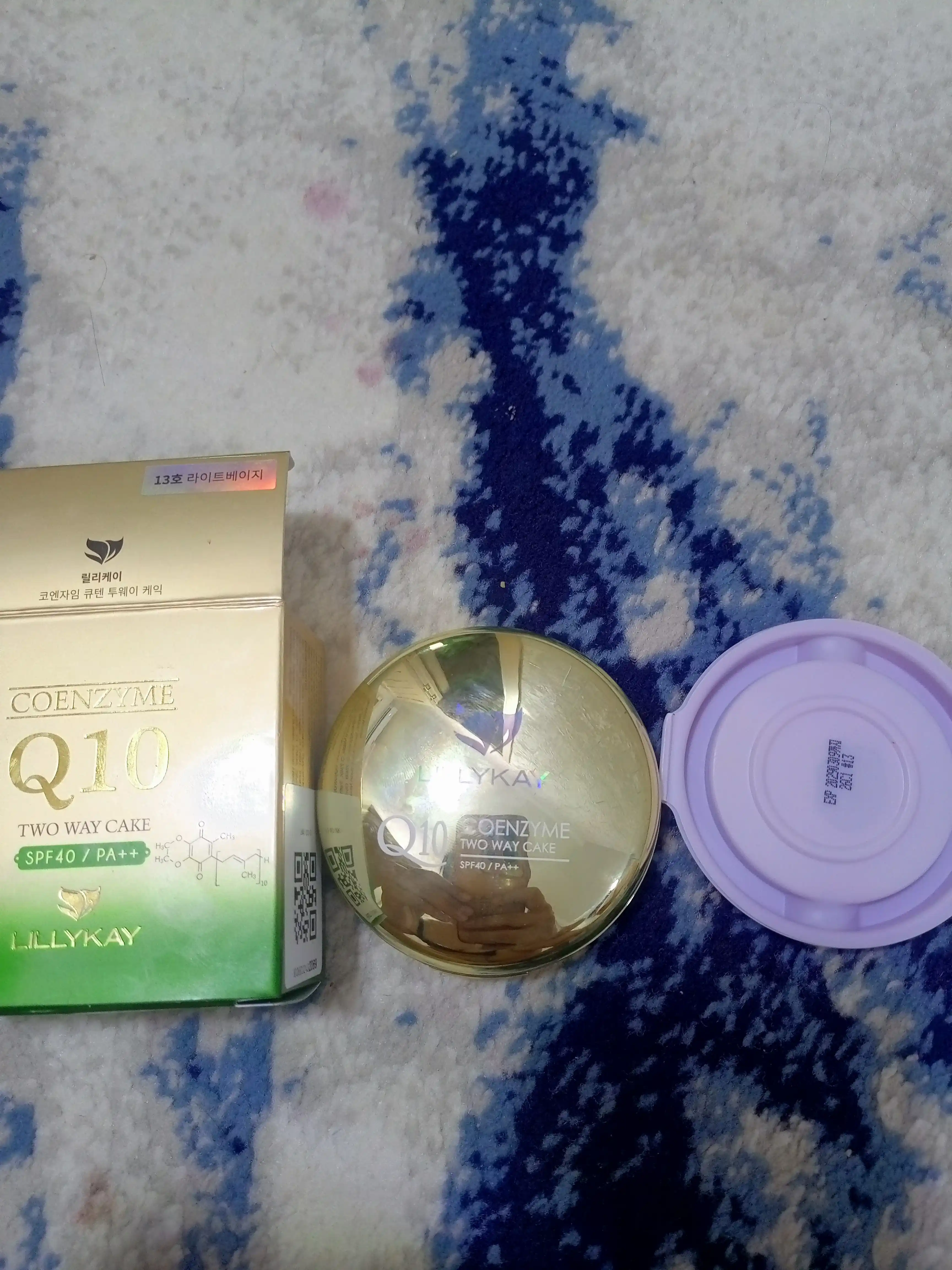 Пудра для лица 1+1, компактная пудра LillyKay Coenzyme Q10 Two Way Cake SPF, Корея