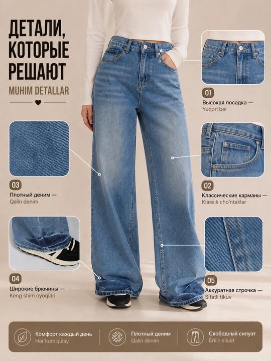 Ayollar baggy jinsi, Y2K, keng jinsi, klassik, koreys uslubi, baland bel