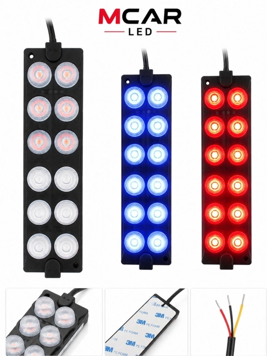 Светодиодная мигалка MCAR 12V, 12 LED — для всех типов автомобилей, мотоциклов и скутеров - 