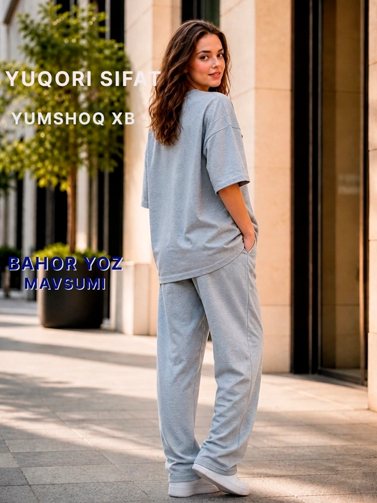 Ayollar uchun oversize ikki qismli sport kostyum USA print, qulay casual to'plam, 46-54
