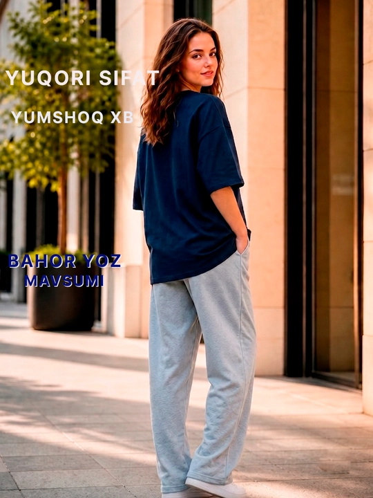 Ayollar uchun oversize ikki qismli sport kostyum USA print, qulay casual to'plam, 46-54
