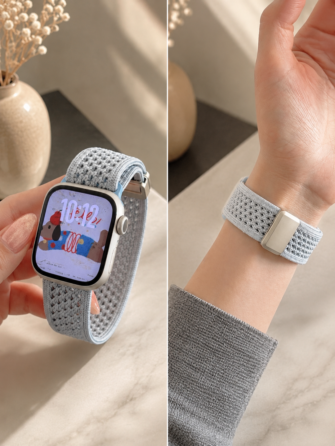 Apple Watch 42/44/45/49 mm uchun elastik neylon remeshok Ultra SE Series 1–10