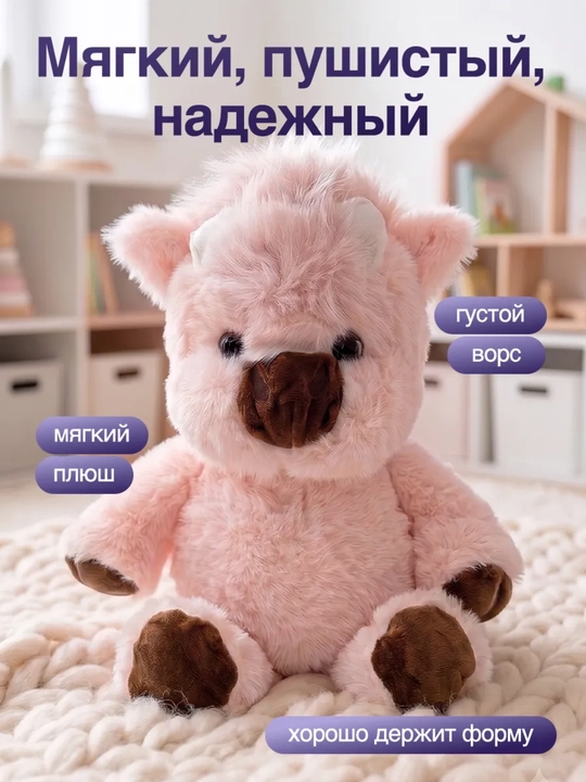 Бегущий плюшевый телёнок – Премиальная мягкая игрушка для детей