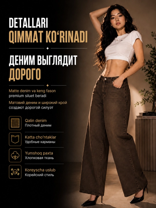 Ayollar baggy jinsi, Y2K, keng jinsi, klassik, koreys uslubi, baland bel