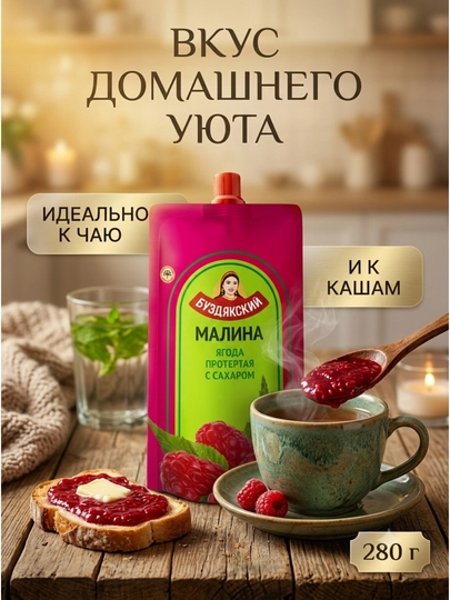Maydalangan malina, shakar bilan, 280 g, Doy-pak - 
