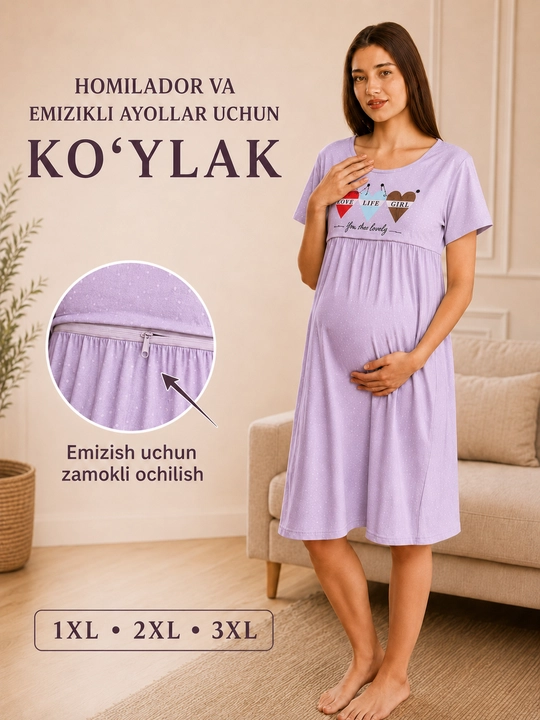 Homilador va emizikli ayollar uchun paxtali ko‘ylak - 