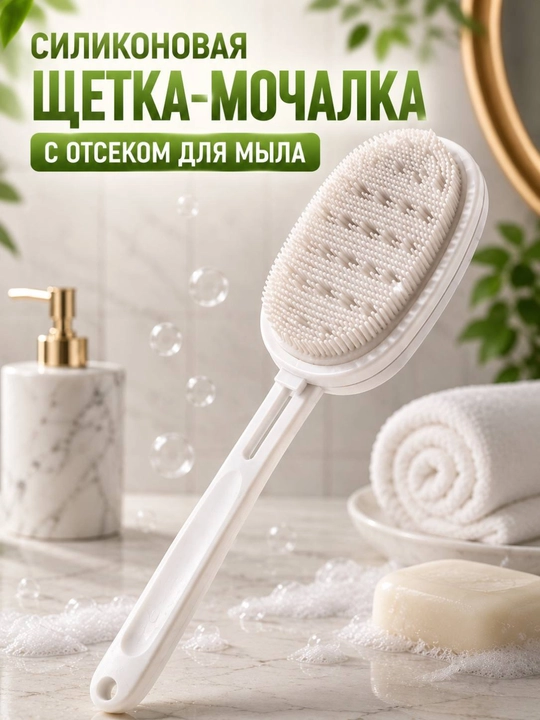 Sovun bo‘limiga ega silikon cho‘tka-gubka - 