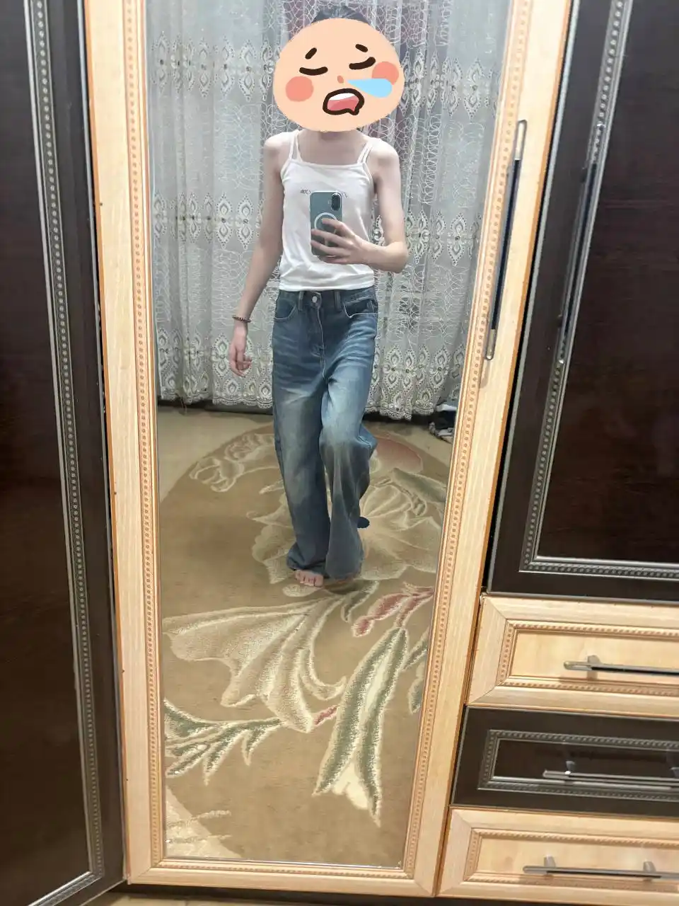 Ayollar jinsi baggy Y2K, oversize keng shim, yuqori bel, erkin kesim, paxta jinsi