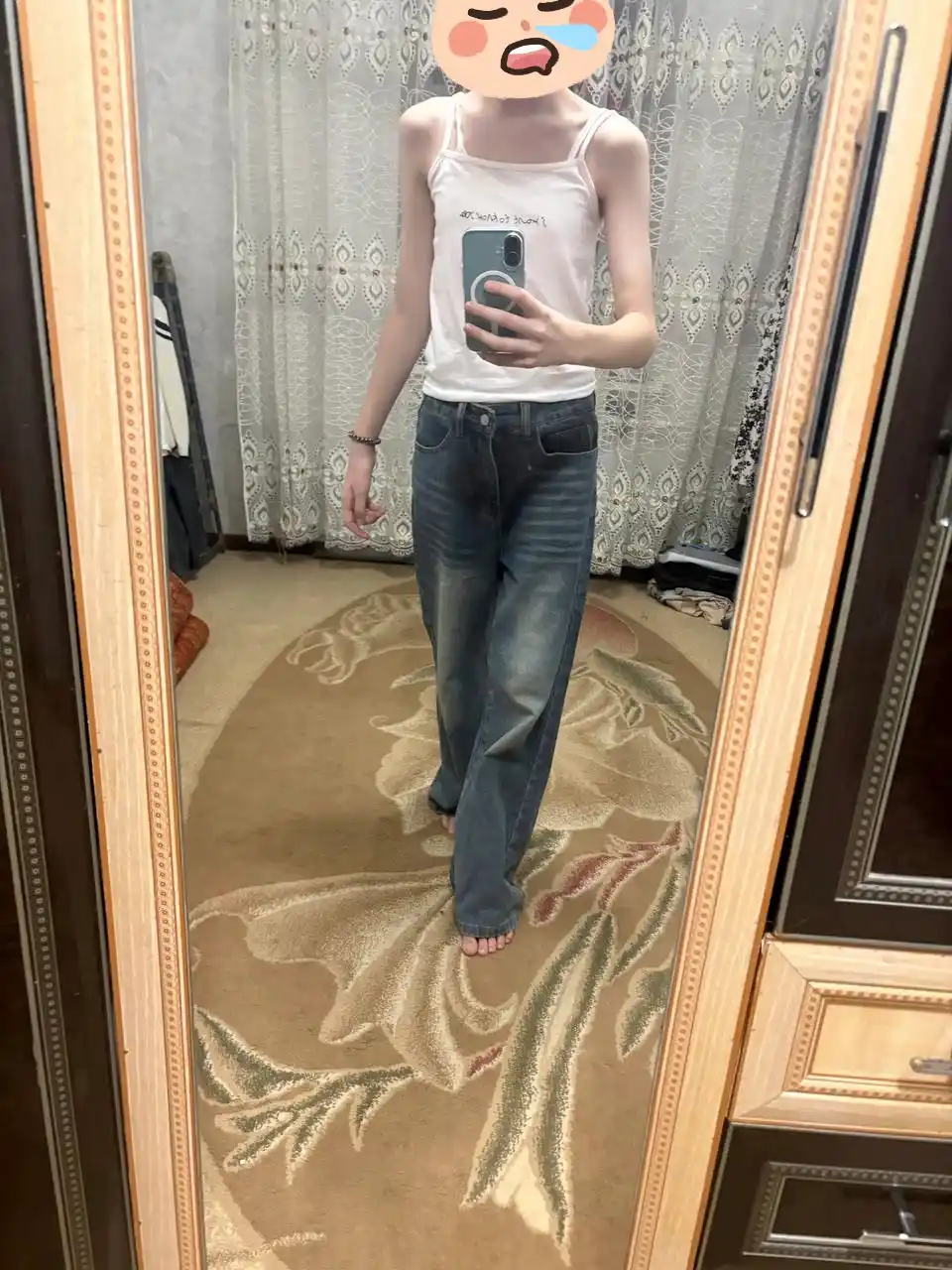Ayollar jinsi baggy Y2K, oversize keng shim, yuqori bel, erkin kesim, paxta jinsi