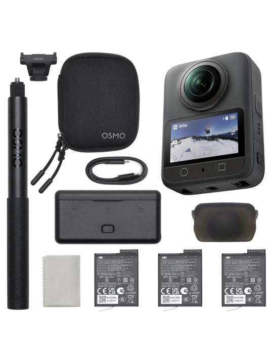 DJI Osmo 360 Adventure Combo – 8K 360° камера, 120 МП, 128 ГБ, EIS, 4 микрофона