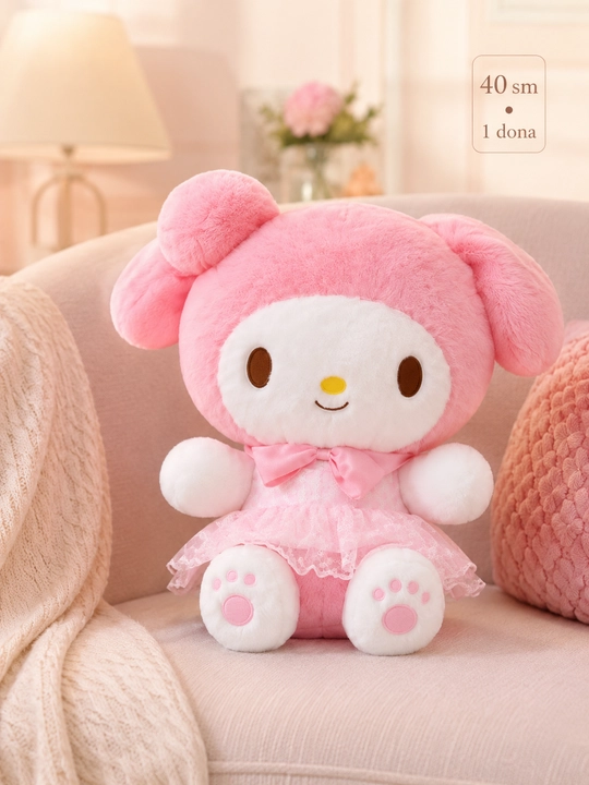 Pushti yumshoq o‘yinchoq, 40 sm, bantli plush hayvoncha - 