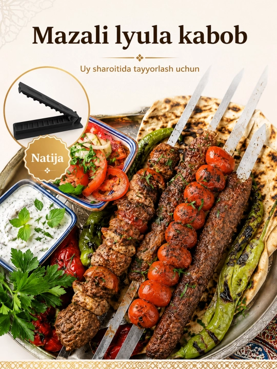 Форма для шашлыка и люля-кебаб, пресс для мяса на шампуры, прочный материал, без запаха