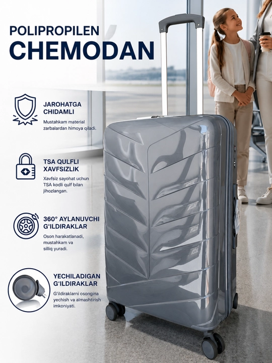 Yo'l uchun chamadon mustahkam chemodan, kodli qulf, sayohat uchun chamadonlar