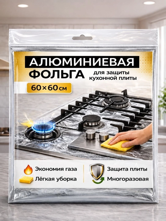 Защитная накладка из фольги для газовой плиты, 50 × 60 см, 60 × 60 см - 