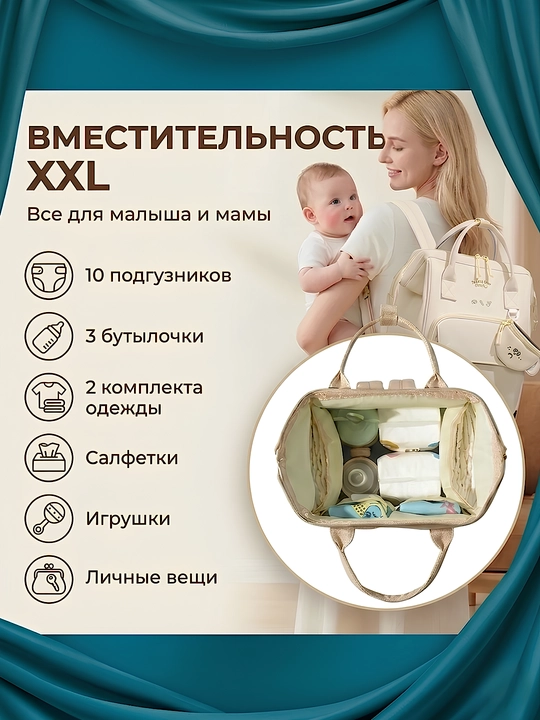 Сумка рюкзак для мам вместительная и удобная