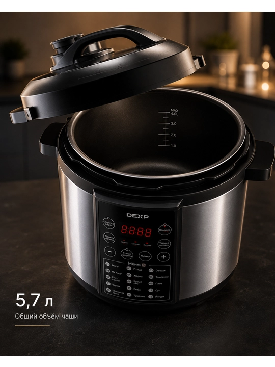 Мультиварка-скороварка с чашей DEXP, 5.7 л