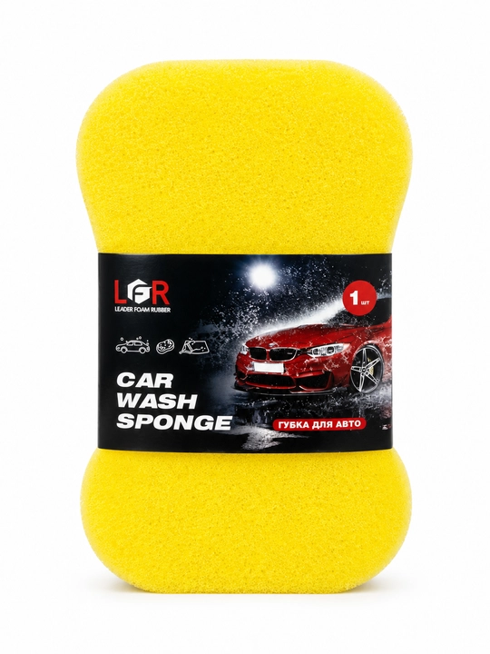 Gubka avtomobil yuvish uchun LFR Car Wash Sponge, yumshoq ko‘pik, sariq, 1 dona