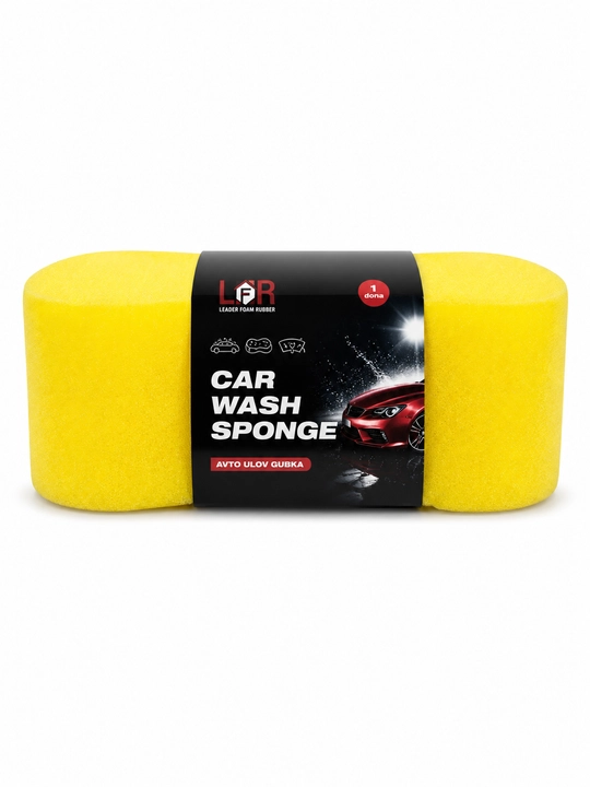 Gubka avtomobil yuvish uchun LFR Car Wash Sponge, yumshoq ko‘pik, sariq, 1 dona