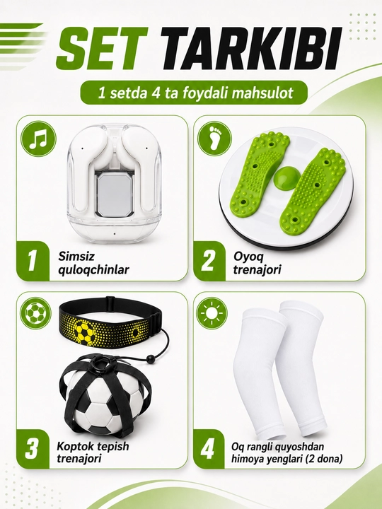 Air 31 simsiz quloqchin, sport va faollik uchun 4 ta mahsulotli set