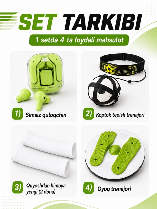Air 31 simsiz quloqchin, sport va faollik uchun 4 ta mahsulotli set
