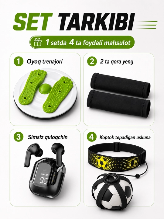 Air 31 simsiz quloqchin, sport va faollik uchun 4 ta mahsulotli set