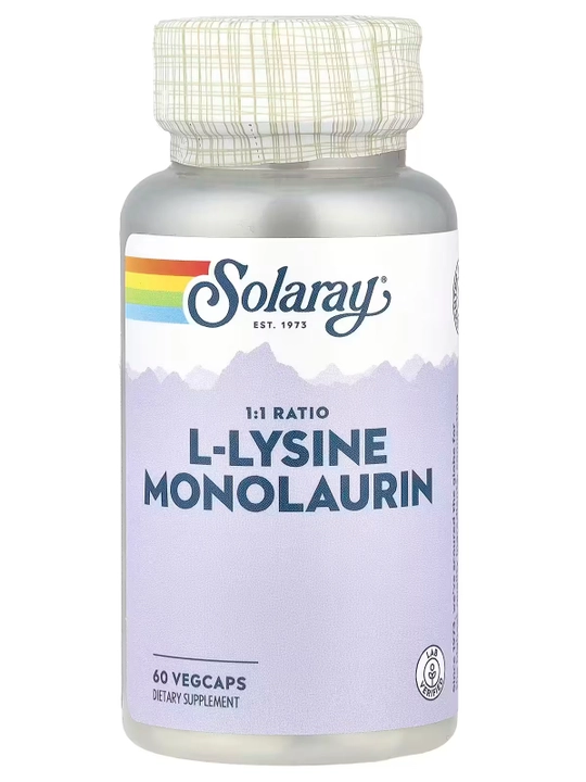 L-Лизин и Монолаурин, Solaray, 500 мг, 60 капсул