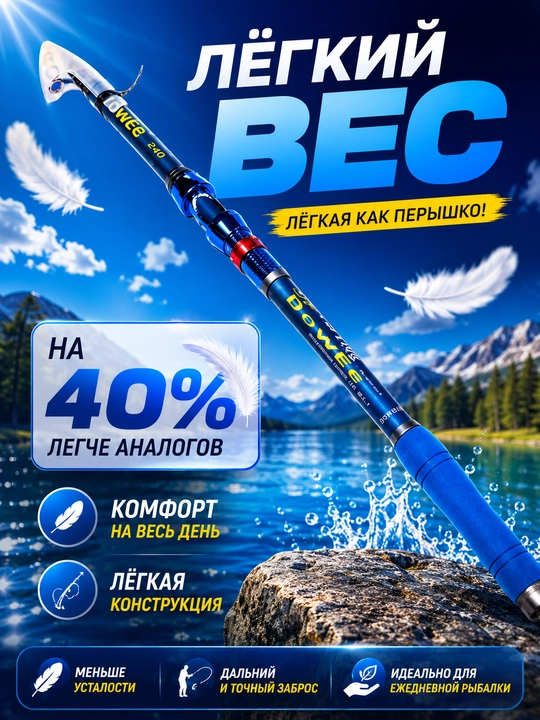 Удочка для рыбалки телескопическая без катушки