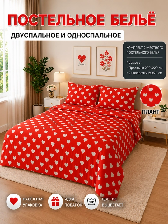 Комплект постельного белья, односпальные, двуспальная, простыня и наволочка