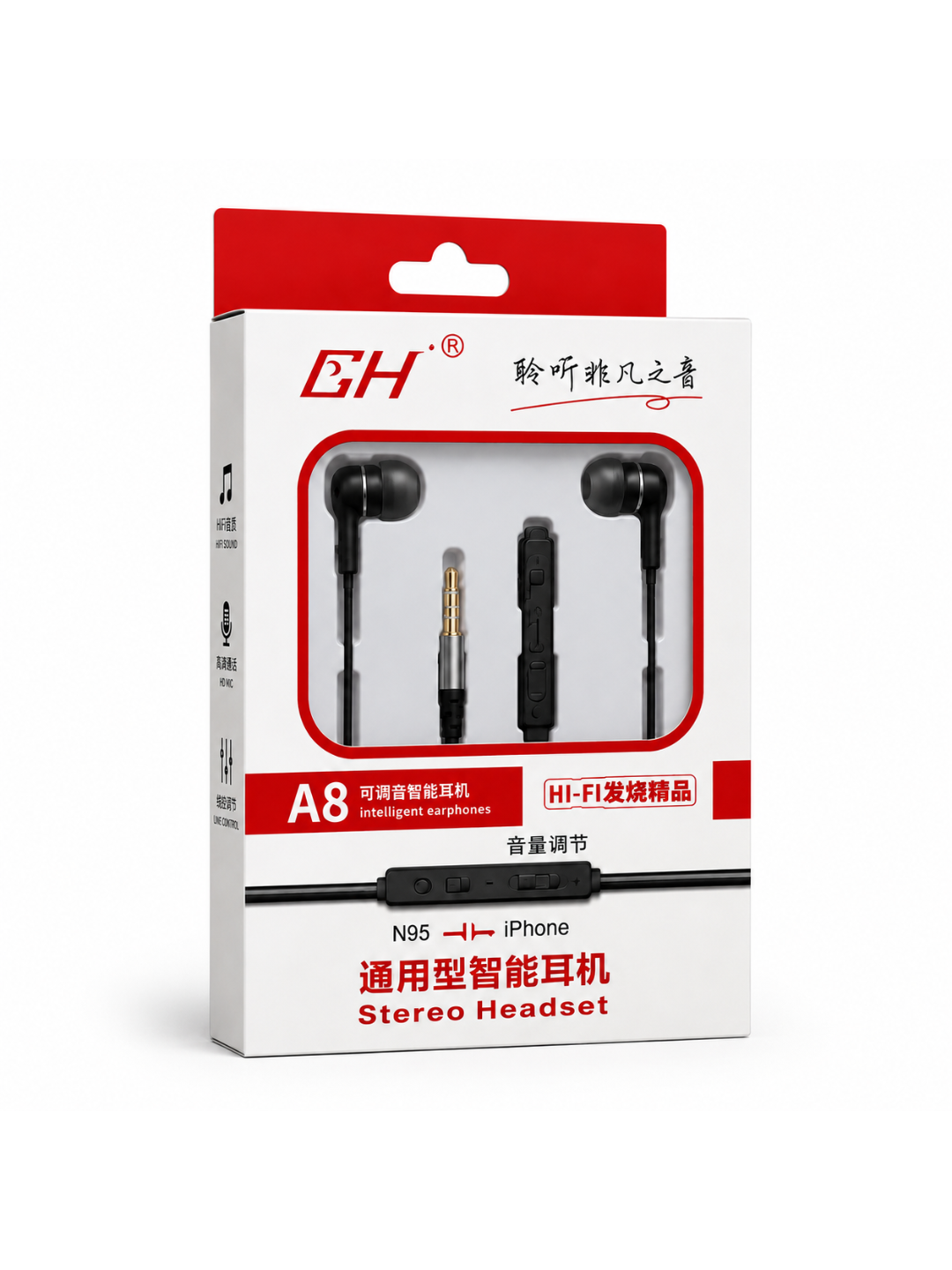A8 stereo simli naushnik mikrofonli 3. 5 mm quloqchin android va iphone qurilmalari uchun