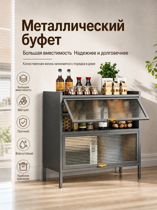 Универсальная металлическая полка для кухни, с раздвижными дверями и защитой от коррозии - 