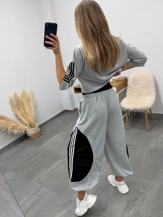 Ayollar uchun ikki qismlik oversize sport kostyumi futbolka va keng shim standart 42–52