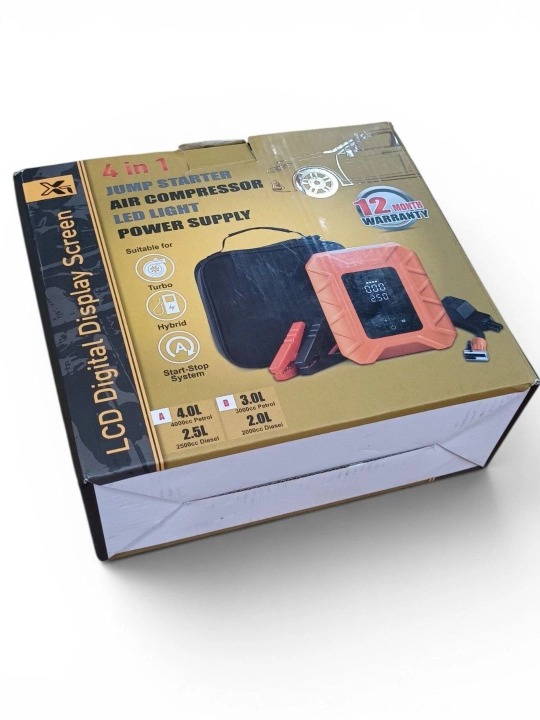 Avtomobilni ishga tushirish va nasosli kompressor + powerbank + lampa 8000 mAh