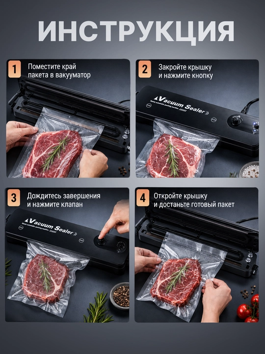 Вакууматор для хранения продуктов, запайщик пакетов, компактный, вакуумный упаковщик