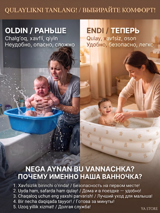 Надувная детская ванночка для купания малыша