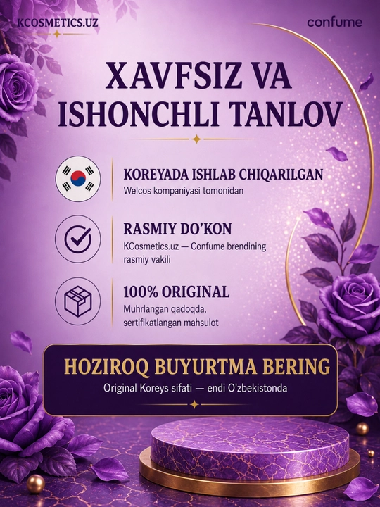 Barcha turdagi sochlar uchun organ moyi qo‘shilgan tiklovchi shampun, Confume Korea, 750 g